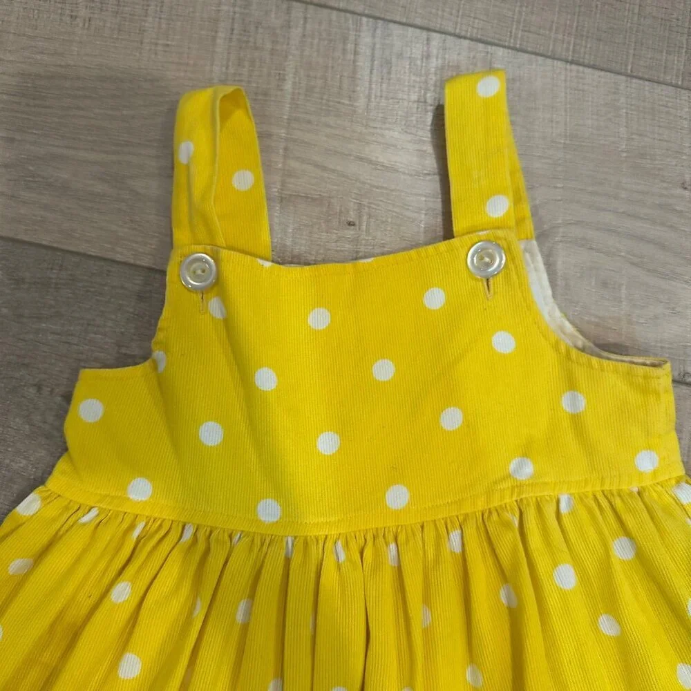 KELLY'S KIDS YELLOW WHITE KITTEN KITTY JUMPER DRESS VINTAGE SIZE 5 GIRLS